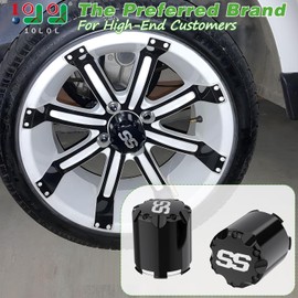 10L0L Golf Cart ITP SS Wheel Center Hub Cap 8,10,12 Inch Push in Style - Universal SS Center Caps for Yamaha EZGO Club Car Golf Cart Wheel, Black (Set of 4)