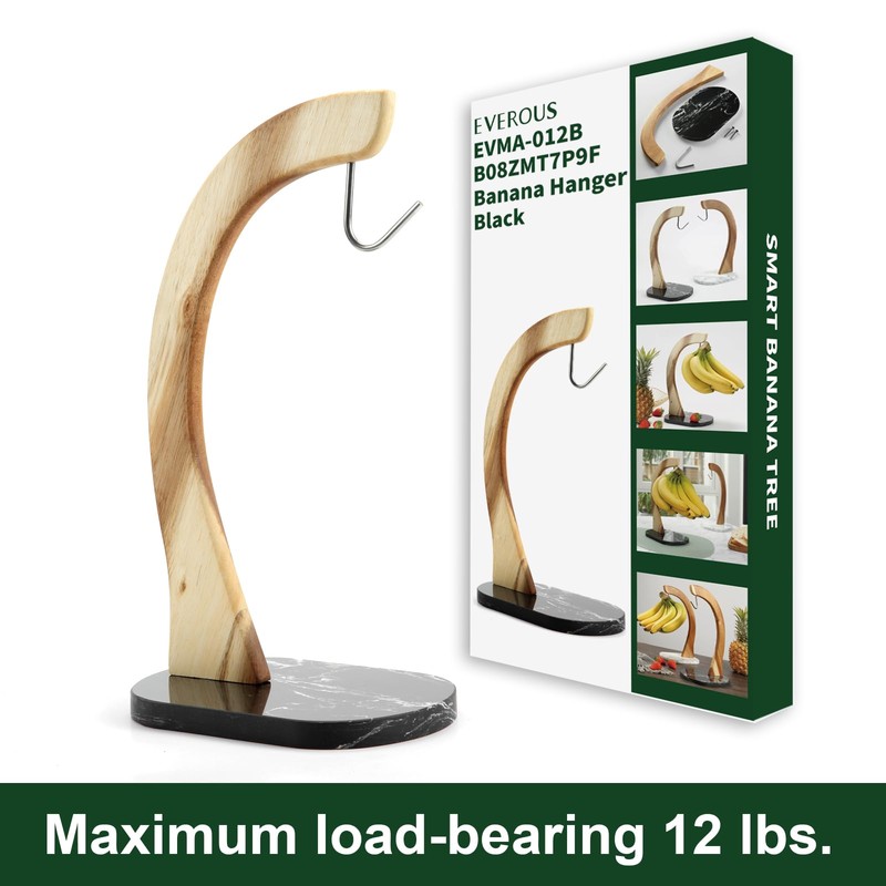 everous Banana Hanger black Marble Base,Modern Banana Holder Tree Stand