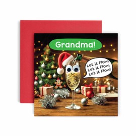 Huxters Christmas Cards for Women – Let it Flow Christmas Grandma Happy Christmas Card for Christmas Holiday – Grandma Christmas Card with Lovely – Funny Christmas Card (Grandma)