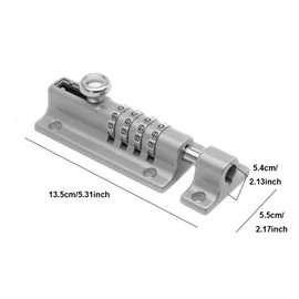 Combination Password Lock Bolt, Gate Lock Shed Door Latch Keysafe Combination Locking Bolt, Security Proof Slide Code Hatch Keyless Bolt (Silver)