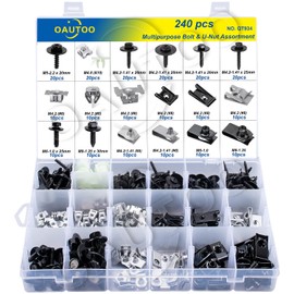 OAUTOO 240pcs Body Multipurpose Bolt & U-Nut Kit Assortment for GM Ford Chrysler