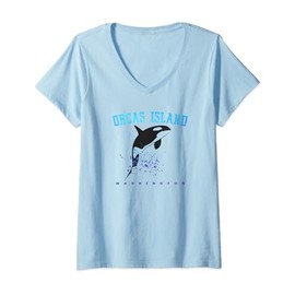 Womens ORCAS ISLAND WASHINGTON Killer Whale Dolphin Lover Souvenir V-Neck T-Shirt