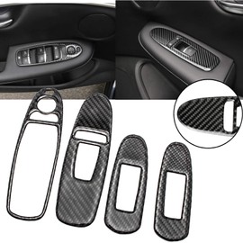 Xotic Tech Window Lift Door Lock Switch Control Panel Cover Trim, Genuine Soft Carbon Fiber, Compatible with Infiniti Q50 2014-2023, Q60 2017-2022