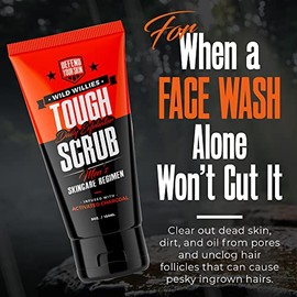 Wild Willies Limpiador Facial Tough Scrub Para Hombre Con Carbón Activado. Elimina La Piel Muerta, La Suciedad Y La Grasa. Ingredientes Botánicos Rico