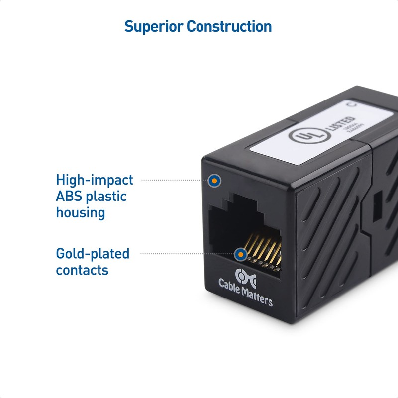 [UL Listed] Cable Matters 2-Pack 10Gbps Cat 6 Ethernet Coupler