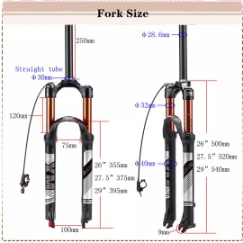 BUCKLOS For Suntour Epixon Epicon Cycling Fork MTB 26/27.5/29" Manual/Remote 100MM/120MM - Air fork, 27.5in