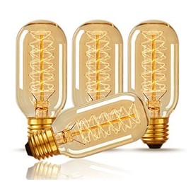 CTKcom T45 25 Watt Vintage Antique Light Bulbs E26 Base(4 Pack)- Antique Dimmable Bulb Spiral Tungsten Equivalent Warm Yellow Lamps for Home Light Fixtures Decorative 110V-130V