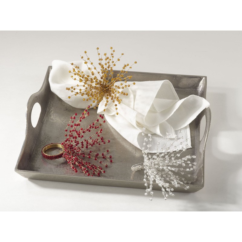 SARO LIFESTYLE Beaded Burst Design Napkin Ring - Set of