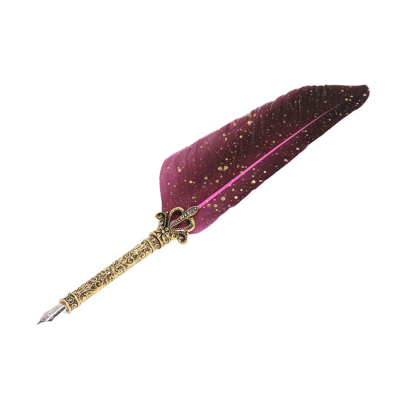 Feather Pen Set with 10 Interchangeable Nib Fire Lacquer Wax