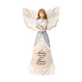 Pavilion-Mother - 8" Angel Holding a Heart,Beige
