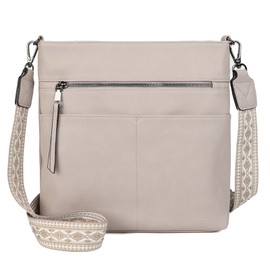 Gladdon Handbags for women, women's handbag, shoulder bag women's medium, crossbody bag, leather handbags, multi pocket bag, shoulder bag with wide shoulder straps, jacquard fabric, beige, M