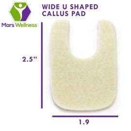 Wide U Shaped Felt Callus Horseshoe Pads - Adhesive Foot Pads That Protect Calluses from Rubbing On Shoes - 1/8" - 25 Pack