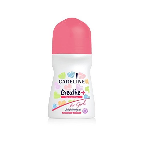 Careline Breathe Girls Roll on Deodorant Paraben, Aluminum, Alcohol Free, Hypoallergenic, 75ml