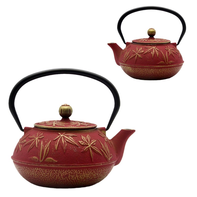 SECHUDO Cast Iron Teapot Tea Kettle with Stainless Steel Infuser