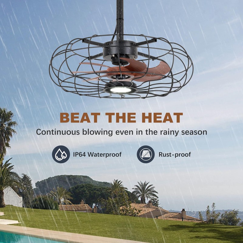 20" Outdoor Ceiling Fan with Light, With Remote and App