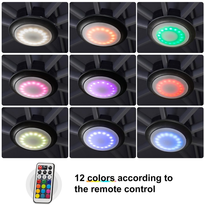 PURPLE LEAF Patio Umbrella Light with Remote Control Rechargeable with