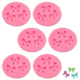 6 PCS of Fondant Molds, Practical Bow Silicone Mold, Suitable for Making Cakes, Soft Candies, Chocolates, Puddings, Sugar Art