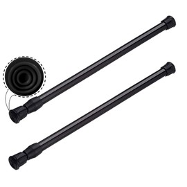 CIFIRRET 2pcs Black Tension Rod 16 to 28 Inch Expandable Spring Rods,No Drilling Rustproof Spring Small Tension Rod, Be used for Kitchen, Bookshelf, Wardrobe, Bathroom (16-28 inch, Black)