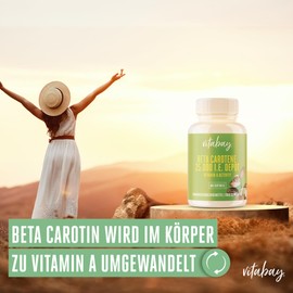 Vitabay Beta Carotene Depot Tanning Capsules - 360 Vegan Soft Gels (Set of 2) with 25000 IU - Precursor of Vitamin A High Dose Capsules Tan Carrot Juice Carotene