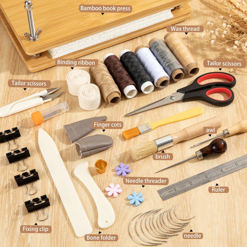 pamctry 50 Pcs Book Binding Kits for Beginners - Complete