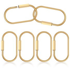 4 Pcs Brass Screw Lock Keychain, 2.4 inch Gold Key Ring Durable Brass Carabiner, Gold Keychain Clip Simple Key Ring Clip for Men & Women