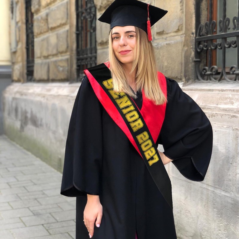 Senior 2027 Sash - Black Satin with Gold Glitter Letters