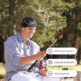 Arcweg Cycling Pirate Bandana Under Helmet Dew Rags Doo Rag Skull Hat Sweat Wicking Beanie Sun UV Protection Quickly Dry Cycling Headscarf Headwrap for Men Women Sports (One Size, 1 Blue+1 White)