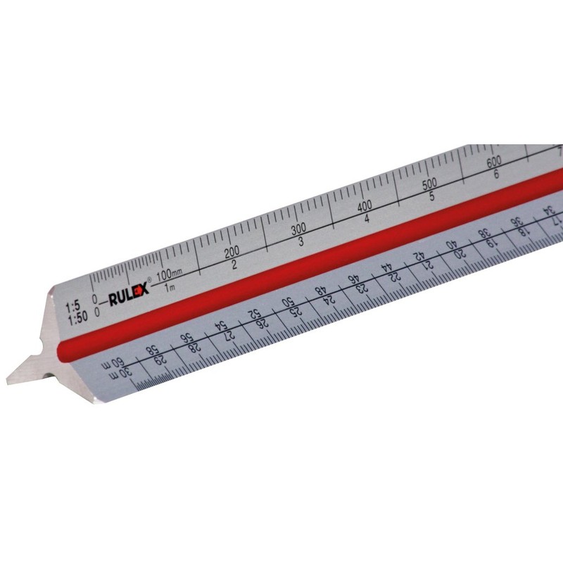 Rulex 30cm Metal (c) Triangular Scale Ruler 1:1 1:10 1:2
