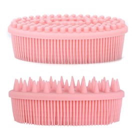 2 piezas Cepillo Corporal de Silicona, Estropajo corporal de suave para limpieza nutritiva y exfoliación de tu piel, Cepillo de ducha, duradero y fácil de limpiar, Ideal para baños masajes (Rosa)