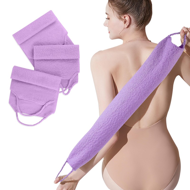 Toalla exfoliante de espalda de doble cara, 3 piezas, exfoliante