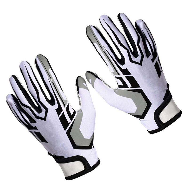White Football Gloves Anti Slip Silicone Grip Sports Receiver Glove