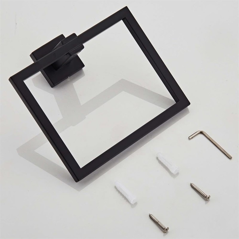 Towel Ring Square Towel Holder Black Painted Matt Stainless Steel