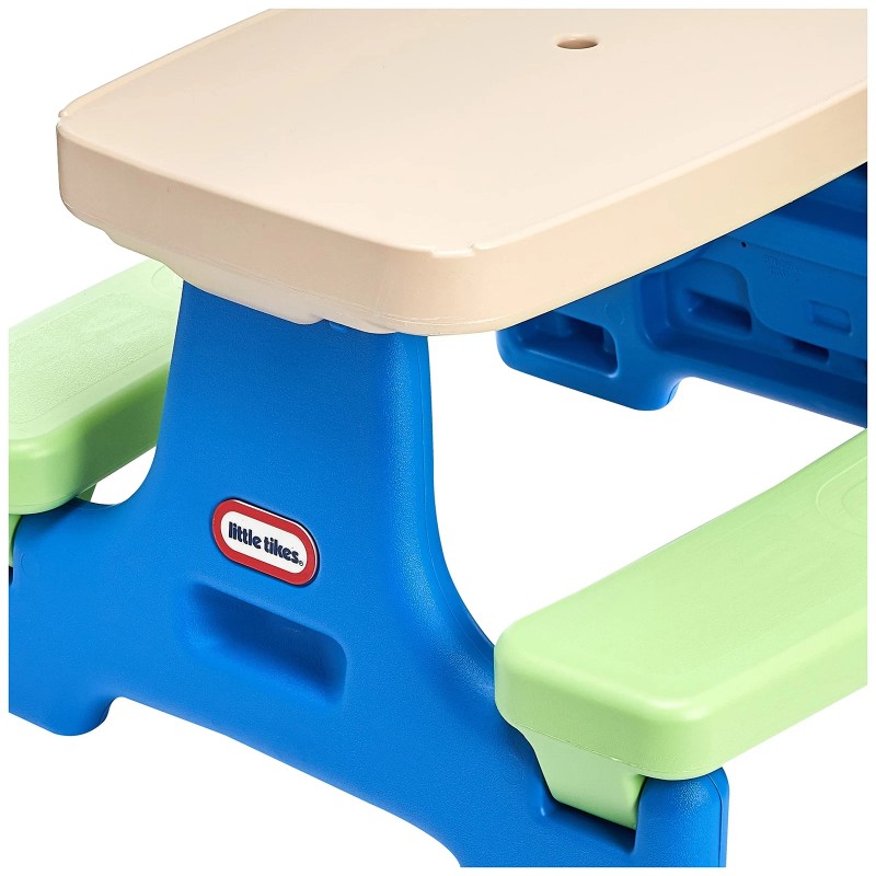 Little Tikes Easy Store Jr. Kid Picnic Play Table, Blue,green