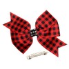 WD2U 5" Red Black Buffalo Plaid Rhinestone Hair Bow French