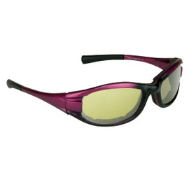Bikershades Motorcycle Safety Riding Glasses Pink Frame Foam Padded Tinted Yellow Lens PETITE Women & Girls