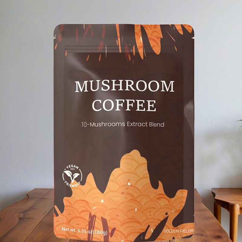 Golden field Mushroom Coffee with Adaptogens, 10-Mushroom Extract Blend, 6.35