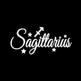 Sagittarius Zodiac Sign Stars NOK Decal Vinyl Sticker |Cars Trucks Vans Walls Laptop| White |5.5 x 2.7 in|NOK1782
