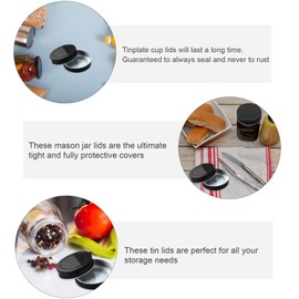 Hemoton 12pcs Mason Jar Lids Tinplate Airtight Canning Jars Caps Leakproof Split Sealing Cover Round Metal Ring for Regular Mouth Ball Kerr Jars Bottles 70mm Black