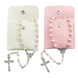Rosary Beads Catholic Women, Rosary Necklace with White and Pink, Light Pink and Beige Bags, Meditation, Rosary Beads First Holy Communion, Religious Ceremonies