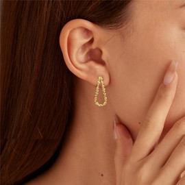 IPEPPY 925 Sterling Silver Tassel Chain Dangle Earrings for Women Sparkling Long Fringe Dangle Drop Earrings Bling Line Minimalist Wedding Studs Earring Jewelry Birthday Christmas Gifts for Her (C-Gold-Teardrop)