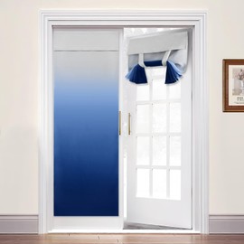 Yakamok - Cortinas de puerta francesas de color azul oscuro para puertas con aislamiento térmico de luz bohemio, con lazo y enrollable, para cocina, patio, delantero/puerta corredera, ventana de