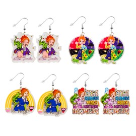 4 Pairs Teacher Earrings for Women, Book and School Theme Acrylic Dangle Earrings, Fun Teacher Appreciation Gifts, Back to School Accessories, Cute Teacher Jewelry Set