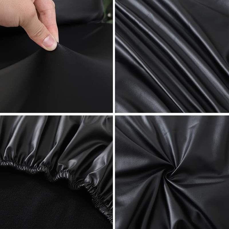 Shukii Black Waterproof PU Leather Chair Cover - Office Desk