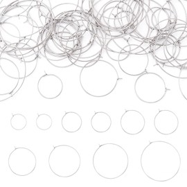 Craftdady 70pcs Hoop Earrings Stainless Steel Big Hoop Earrings for Women Thin Hoop Earrings Dangle Earring 20 mm 25 mm 30 mm 35 mm 40 mm 45 mm 50 mm Hoop Earring for Jewelry Making