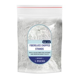 1/4" Chopped Glass Fiber Strands - 1 Pound 100% E-Glass Fiber - High Quality Fiberglass Fiber for Filler Reinforcement - Compatible with Epoxy, Vinyl Ester, and Polyester Resin System