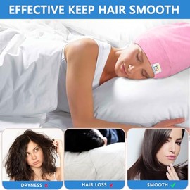 KONPAYDE KONPAYDE Silk Bonnet for Sleeping Women-Satin Bonnet for Curly Hair -Hair Bonnet for Sleeping for Prevent Hair from Curling Pink