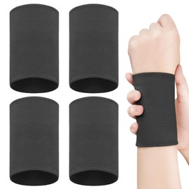 SHEHARUHI 2 Pairs Wrist Wraps Men & Women Black Sport Compression Wrist Brace Wrist Sleeve Elastic Wrist Widget Bands Supports Carpal Tunnel Tattoo Cover Up(Small)