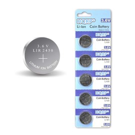 HQRP 5-Pack Li-Ion Battery Compatible with LIR2450 LIR-2450 Solar Flashlight, Miller Digital Elite Helmet