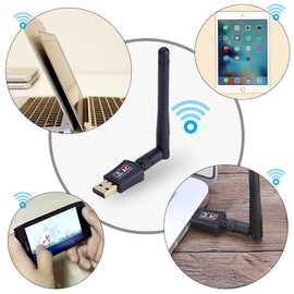 Tangxi USB WiFi Network Card, Mini 600M External Dual Band 2.4G/5G WiFi USB Adapter Receiver Wireless Network Card with Antenna for Win XP/7/8/10 Linux Mac