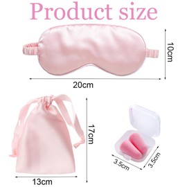 DHWEKU Sleep Mask, Adjustable Elastic Band, Light Blocking and Breathable, Eye Mask for Men and Women, Suitable for Travel Yoga, with Bag and Earplugs, Pink